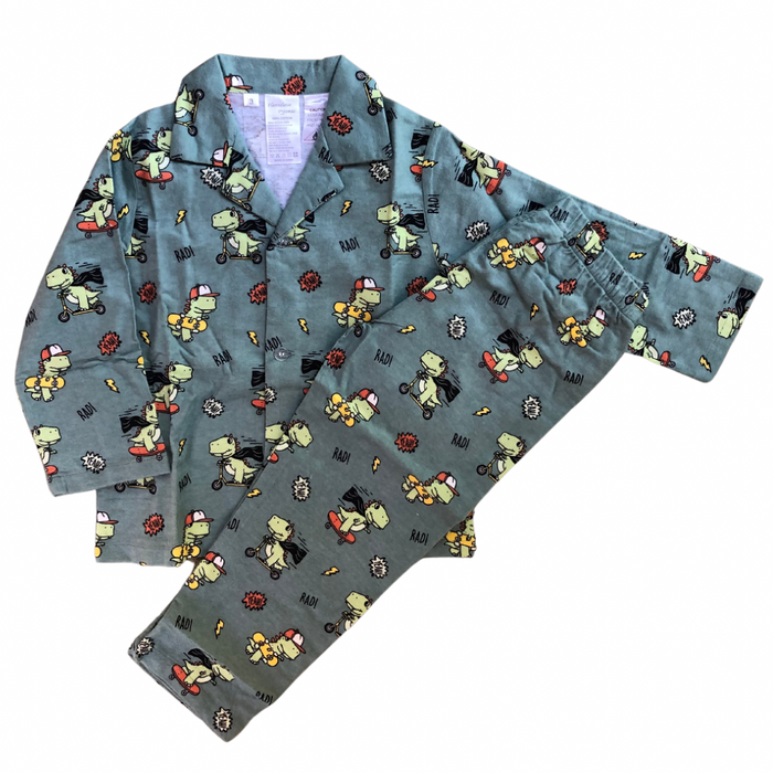 Skate Dinosaur Flannelette Pjs
