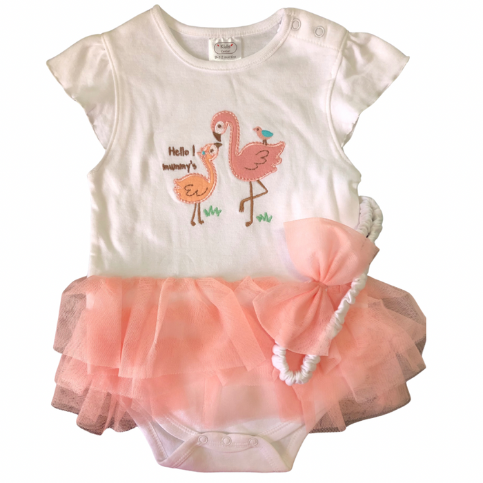Flamingo Romper with tulle and headband