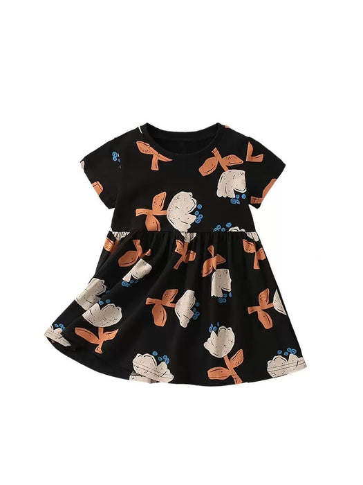 Black Flower Print Dress