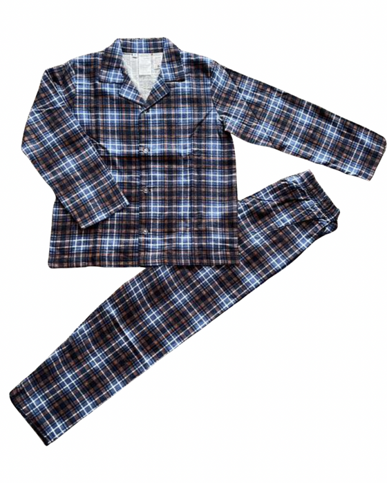 Blue/Orange Check Flannelette Pjs