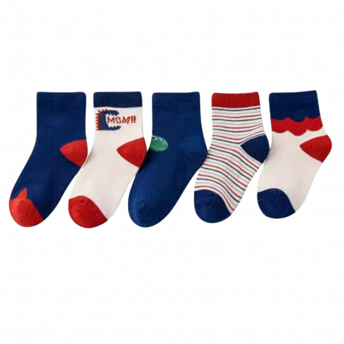 5 pack of socks - Navy Dino