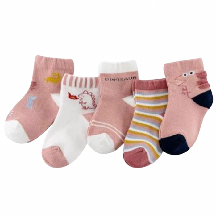 5 pack of socks - Pink Dino